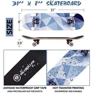 METROLLER Beginner Skateboard Durable Stylish Ready to Ride