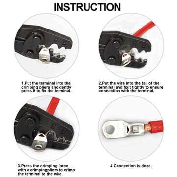 Glarks 65Pcs Assorted Heavy Duty Wire Lugs Battery Cable Tinned Copper Eyelets Tubular SC Ring Terminals Connectors with Spy Hole Assortment Kit