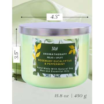 Rosemary Eucalyptus Peppermint Candle - 3 Wick Relaxation