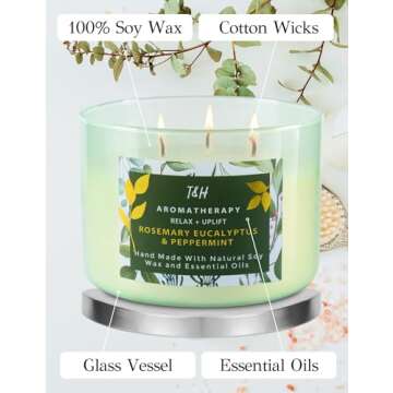Rosemary Eucalyptus Peppermint Candle - 3 Wick Relaxation