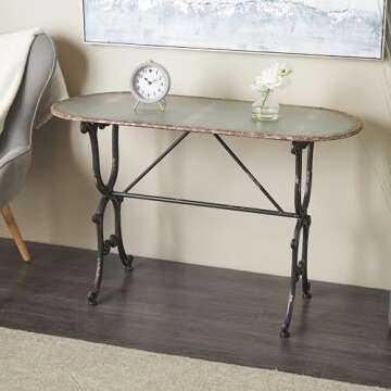 Deco 79 Metal Console Table with Distressed Accents, 45" x 18" x 29", Gray, LARGE SIZE