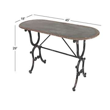 Deco 79 Metal Console Table with Distressed Accents, 45" x 18" x 29", Gray, LARGE SIZE