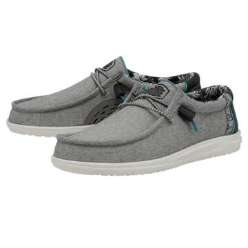 Hey Dude Men's Wally H2O Graphite Size 8 | Men's Shoes | Men Slip-on Loafers | Comfortable & Light-Weight