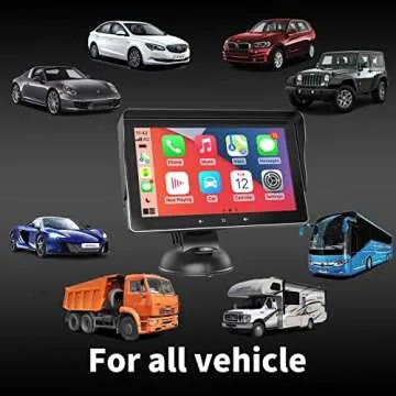 Wireless Apple Carplay Screen for Car, 7" Portable Apple Carplay & Android Auto Car Stereo, Portable Car Stereo Touchscreen with Mirror Link/GPS Navigation/AUX/Voice Control/Bluetooth for All Vehicles