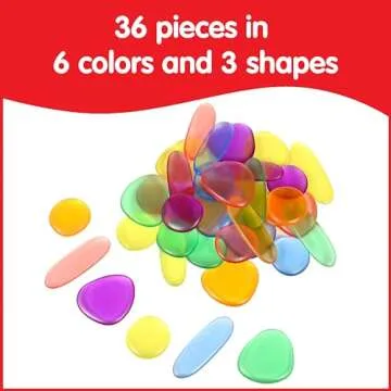edxeducation-13228 Junior Rainbow Pebbles - Clear Colors - Mini Jar - Ages 18M+ - Sorting and Stacking Stones - Early Math Manipulative for Children - First Counting and Construction Toy