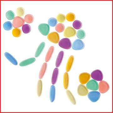 edxeducation-13228 Junior Rainbow Pebbles - Clear Colors - Mini Jar - Ages 18M+ - Sorting and Stacking Stones - Early Math Manipulative for Children - First Counting and Construction Toy