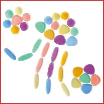 edxeducation-13228 Junior Rainbow Pebbles - Clear Colors - Mini Jar - Ages 18M+ - Sorting and Stacking Stones - Early Math Manipulative for Children - First Counting and Construction Toy