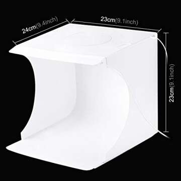 Mini Photo Studio Light Box PULUZ 7.87in/20cm Foldable Photography Lighting Shooting Tent Kit with 2x20 LED Beads,6 Colors Backdrops for Small Size Items