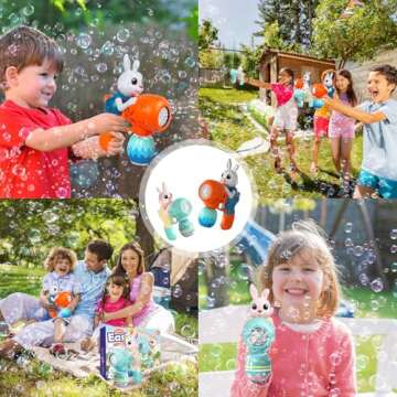 Fun Rabbit Bubble Guns for Kids - 2 Pack with Solutions