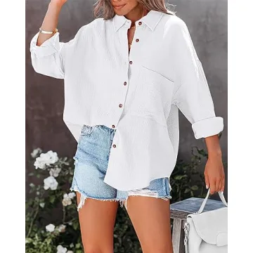 NOLLSOM Casual Oversized Button Down Blouses for Women