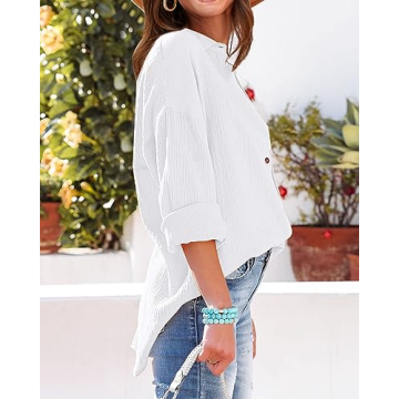 NOLLSOM Casual Oversized Button Down Blouses for Women