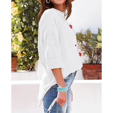 NOLLSOM Casual Oversized Button Down Blouses for Women