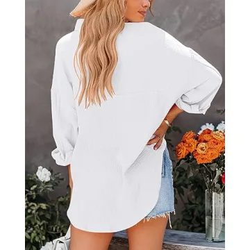 NOLLSOM Casual Oversized Button Down Blouses for Women