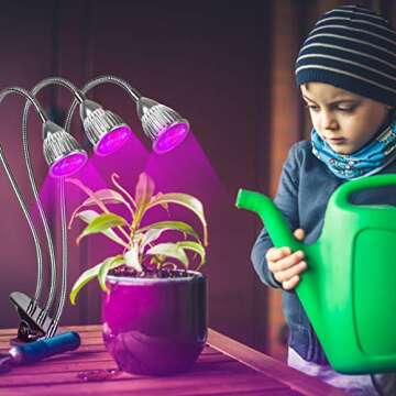 Three Head Led Grow Light Bulbs 15W 15 Bulbs Clip on Plant Grow lamp with Flexible 360 Degree Gooseneck and Three Separate Control Switches for Indoor Plants Hydroponics Greenhouse Organic Office Home