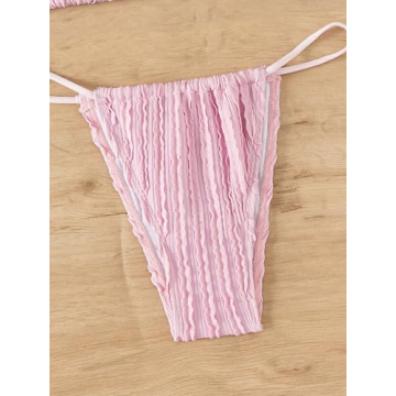 WDIRARA Women's Butterfly Textured Bikini Set - Pink