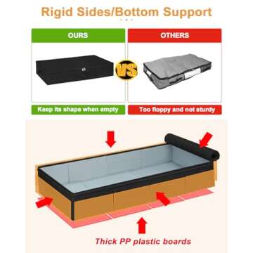 Punemi Under Bed Storage Container, 2 Pack Underbed Storage Bags With Lid, Foldable Sturdy Clothes Storage Organizer W/ 3 Handles, Ultra Thick Fabric Blanket Shoe Storage Box, 30x15x6.7inch, Black