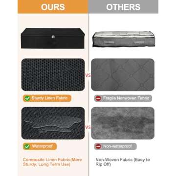 Punemi Under Bed Storage Container, 2 Pack Underbed Storage Bags With Lid, Foldable Sturdy Clothes Storage Organizer W/ 3 Handles, Ultra Thick Fabric Blanket Shoe Storage Box, 30x15x6.7inch, Black