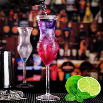 Wine Glass Cocktail Glasses Set of 4 Beauty Lady Woman Goblet Glass Drinking Cups 6.8oz Glassware for Cocktails Whiskey Wine Beer Milk Champagne Juice Home Party