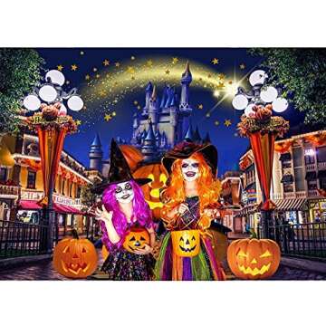MECOLO Halloween Pumpkin Backdrop 7x5ft, Colorful Vinyl