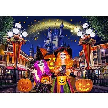MECOLO Halloween Pumpkin Backdrop 7x5ft, Colorful Vinyl