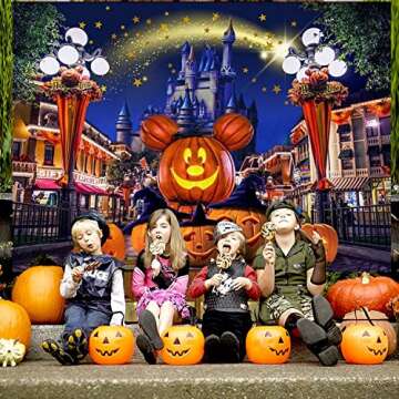 MECOLO Halloween Pumpkin Backdrop 7x5ft, Colorful Vinyl