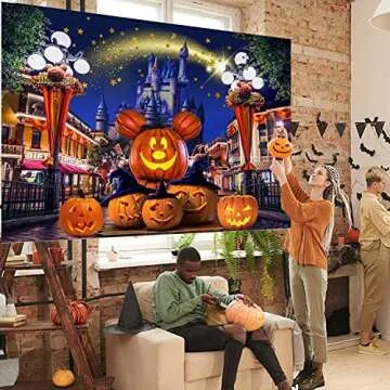 MECOLO Halloween Pumpkin Backdrop 7x5ft, Colorful Vinyl