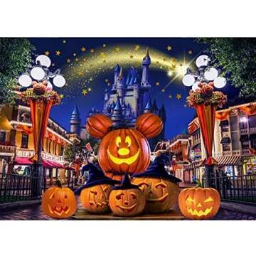 MECOLO Halloween Pumpkin Backdrop 7x5ft, Colorful Vinyl