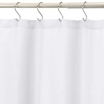 Amazon Basics Linen Style Bathroom Shower Curtain, 72" x 72", Bright White, 11.42" L x 9.45" W