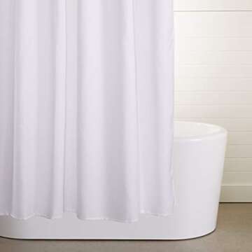 Amazon Basics Linen Style Bathroom Shower Curtain, 72" x 72", Bright White, 11.42" L x 9.45" W