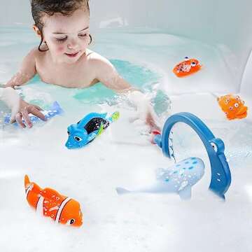No Hole Mold Free Bath Toys for Toddlers 1-3, Water Toys for 6-12 Months Infants with Storage Bag, Baby Shark Toys for Pool, Bathtub, Beach, Shower, Tub, Kids Boys Girls Gifts