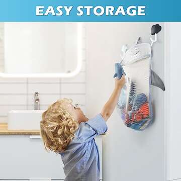 No Hole Mold Free Bath Toys for Toddlers 1-3, Water Toys for 6-12 Months Infants with Storage Bag, Baby Shark Toys for Pool, Bathtub, Beach, Shower, Tub, Kids Boys Girls Gifts