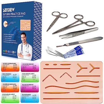 Upgraded Suture Training Kit for Medical Dental Vet Students with Silicone Pad and Tools