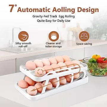 TUSGENK Automatic Rolling Egg Organizer for Fridge