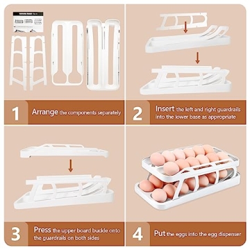 TUSGENK Automatic Rolling Egg Organizer for Fridge