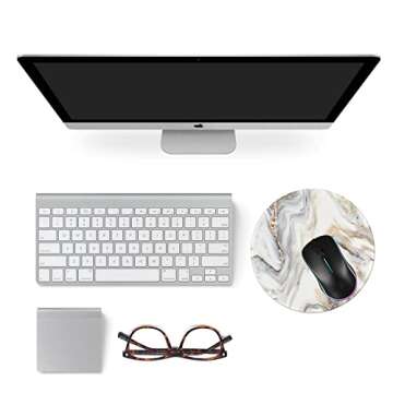 Round Mouse Pad,Gaming Mouse Pad,Non-Slip Rubber Base Mouse Mat with Stitched Edge 7.9 x 7.9 Inch for Laptop Computer (Marble Grey B)