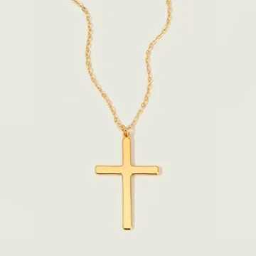 MEVECCO Dainty Gold Cross Necklace for Women