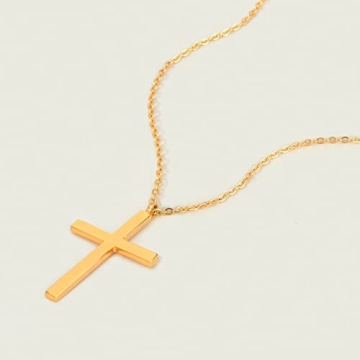 MEVECCO Dainty Gold Cross Necklace for Women