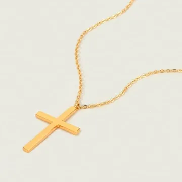 MEVECCO Dainty Gold Cross Necklace for Women