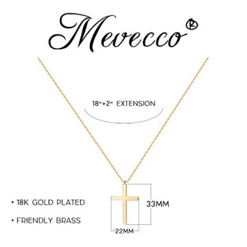 MEVECCO Dainty Gold Cross Necklace for Women