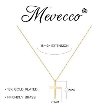 MEVECCO Dainty Gold Cross Necklace for Women