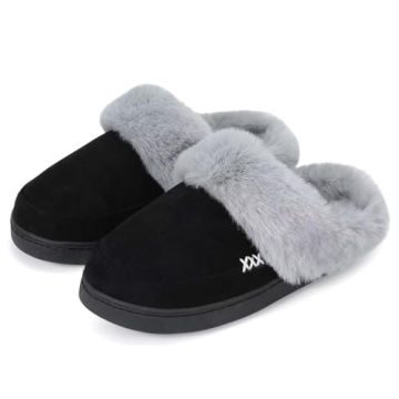 Comfortable NineCiFun Suede Slippers for Men & Women with Faux Fur Lining
