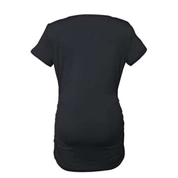 Smallshow Women's Maternity Shirt Side Ruched Tunic Pregnancy Top Clothes 3-Pack Black/Light Grey/Army Green Medium