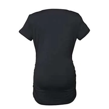 Smallshow Women's Maternity Shirt Side Ruched Tunic Pregnancy Top Clothes 3-Pack Black/Light Grey/Army Green Medium