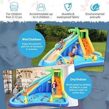 WHUBEFY Inflatable Water Slide - 7-in-1 Backyard Water Park for Kids!