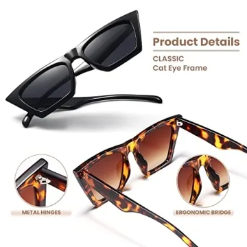 Racico Cat Eye Sunglasses Women 2 Pack Stylish UV Protection