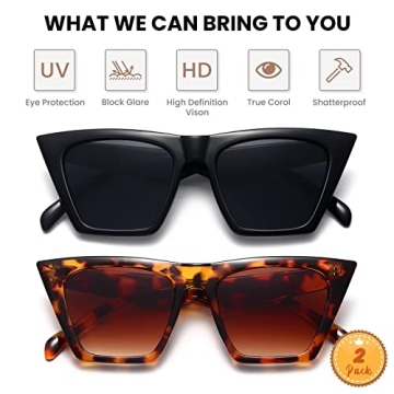 Racico Cat Eye Sunglasses Women 2 Pack Stylish UV Protection