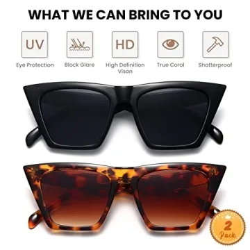 Racico Cat Eye Sunglasses Women 2 Pack Stylish UV Protection
