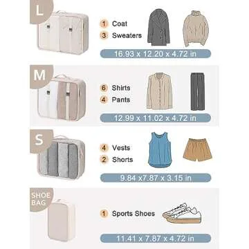 DIMJ Packing Cubes 8 Pcs Lightweight Luggage Organizer