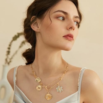 Gold Evil Eye Paperclip Necklace for Women