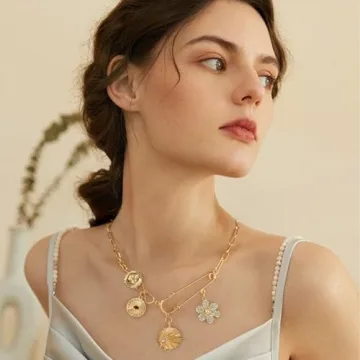 Gold Evil Eye Paperclip Necklace for Women